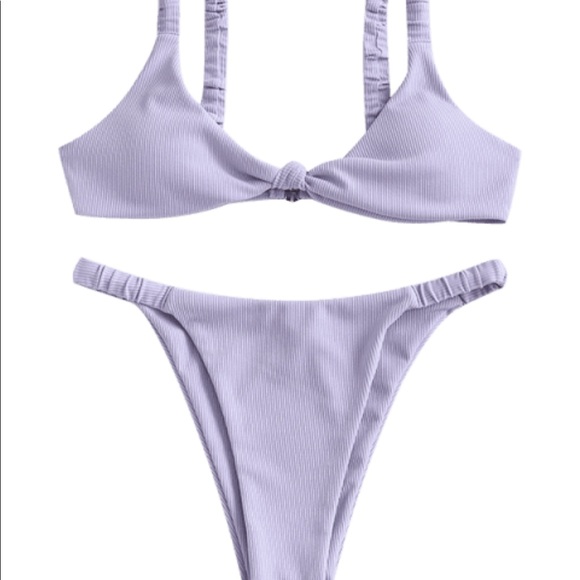 Zaful lavender elastic ribbed Bikini - Picture 5 of 7